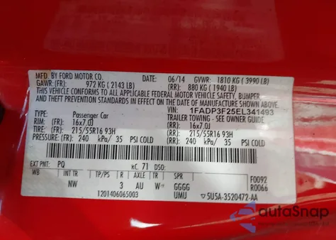 2014 Ford Focus Se из США, поврежденный, VIN 1FADP3F25EL341493